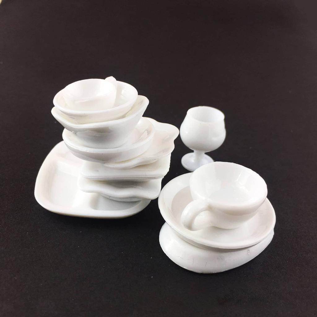 moin moin 112 scale dollhouse miniature 12-piece tableware set, white cutlery, plates, dolls, ceramic, 2207mini2