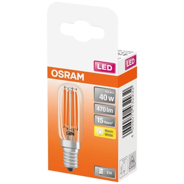 OSRAM Ampoule LED Mini Tube T26 Clair Filament 4W E14 470lm 2700K - Blanc Chaud