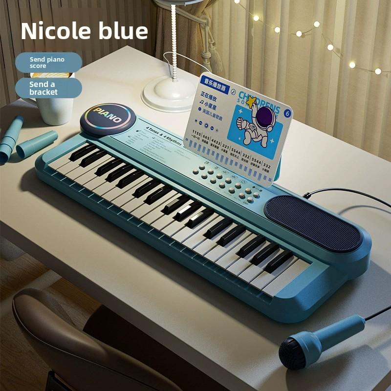 Non-Toxic 37-Key Kids Piano Keyboard Musical Toy With Microphone Music Score For Early Learning Interactive Play Best Gift Christmas Gift