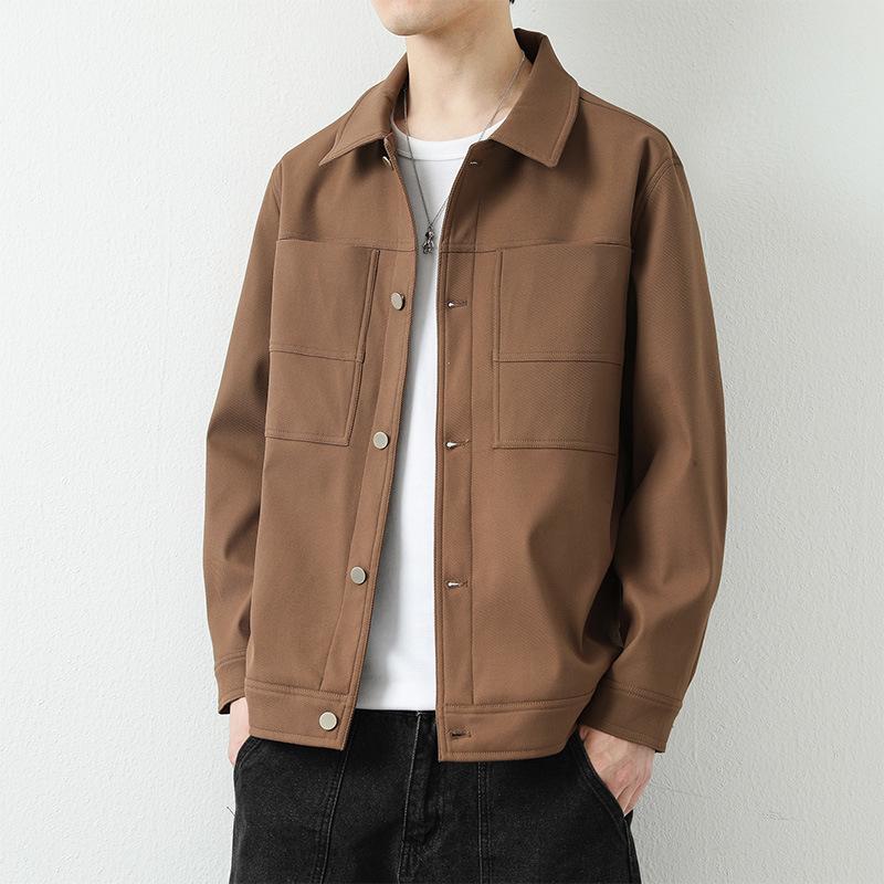 Autumn and Winter New Silhouette Work Jacket Men's Casual Lapel Spring and Autumn Versatile Twill Men's Jacket
