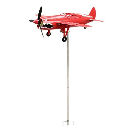 Red Airplane Wind 3D Spinner Wind Sculpture Kinetic Metal 360 Rotating Windmill