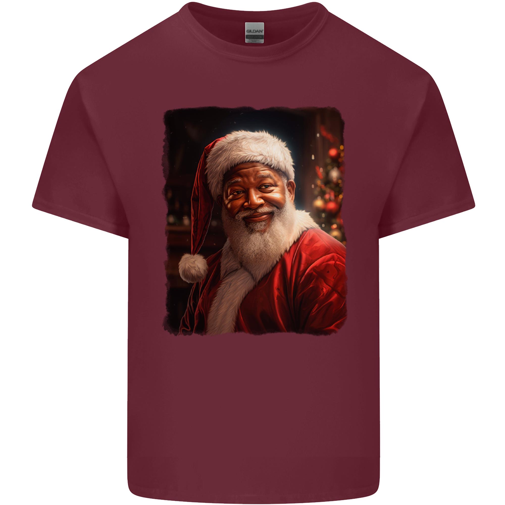 Black Santa Claus Christmas Xmas Unisexs Light Cotton TShirt S