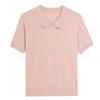Women's Ice Silk Knitted T-shirt with Collar Mom's Clothing Summer Loose Stylish Short Top