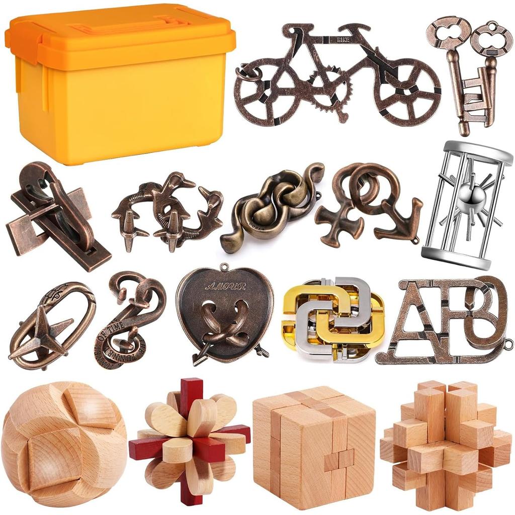 Tplook Brain Teaser Difficulty Levels Ring Brain Teaser Toy for Adults and Mystery Time 3D Educational Key and Magic Box Lock Puzzle for Adults and