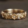 Simple Inlaid White CZ Flower Women's Ring Classic Gold Color Hand Carving Daily Wear Party Jewelry Anniversary Gift