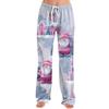Ladies' Loose And Casual Christmas Printed Wide Leg Pants With Elastic Waistband Drawstring And Pocket Pants