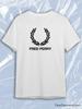 White Crew Neck Short Sleeve T-Shirt with Black Fred Perry Laurel Wreath Logo