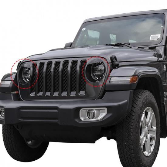 Front Headlight Bezels Bumper Side Decor Trim Cover  For Jeep Wrangler JL 2018+
