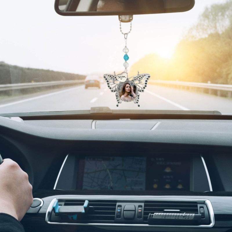 Stylish Silver Butterfly Shaped Car Interior Accessory Sublimation Blank Rearview GlassesPendant Auto Auto Hangings
