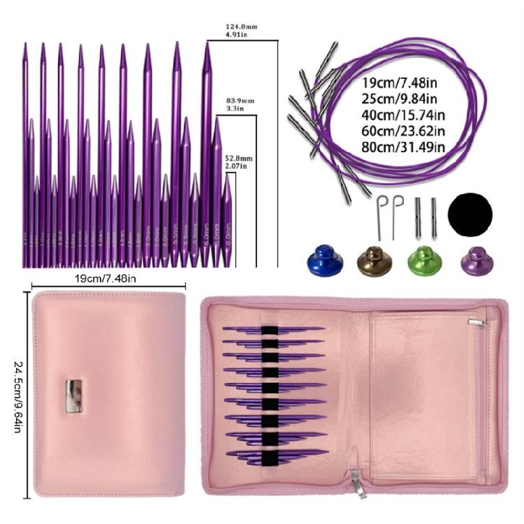 3.0mm-6.0mm Interchangeable Circular Knitting Needle Set with Case and Accessories Circular Knitting Pins for Woman