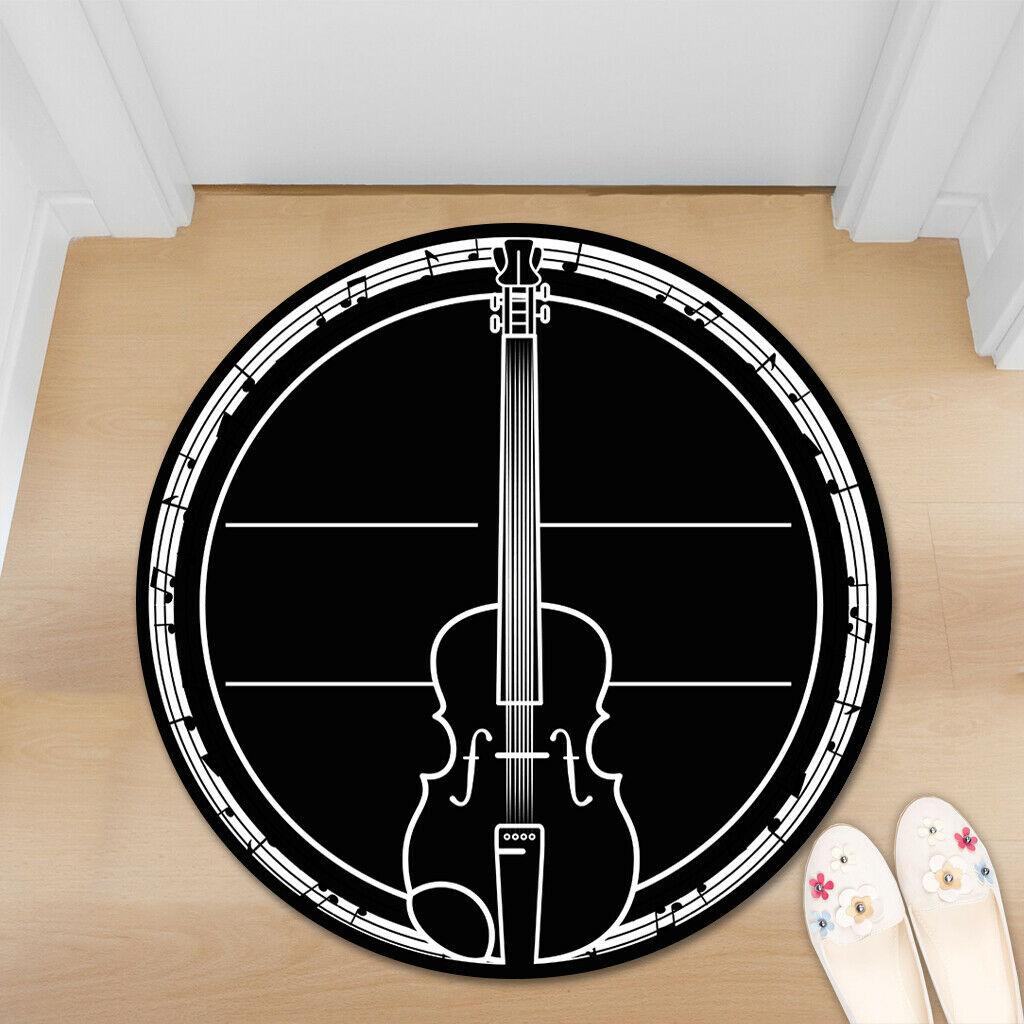Guitar Music Non-slip Round Soft Area Rug Floor Carpet Door Mat Home Decor