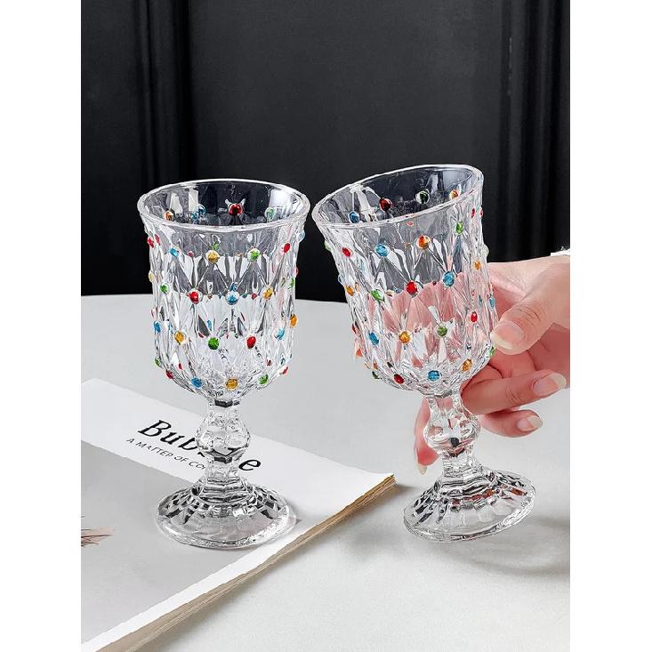 Elegant Glass Champagne Cup Set Creative Hand-Painted High-Aesthetic Value Red Wine Glasses French Style Beverage Accessories