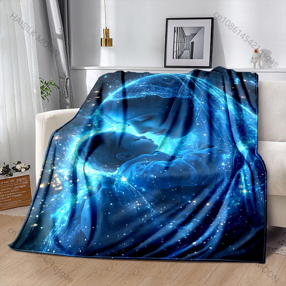Blessed Virgin Mary Print Blanket Warm Soft and Comfortable Home Travel Blanket Sofa Bedding Camping Cars Cover Blanket for Gift