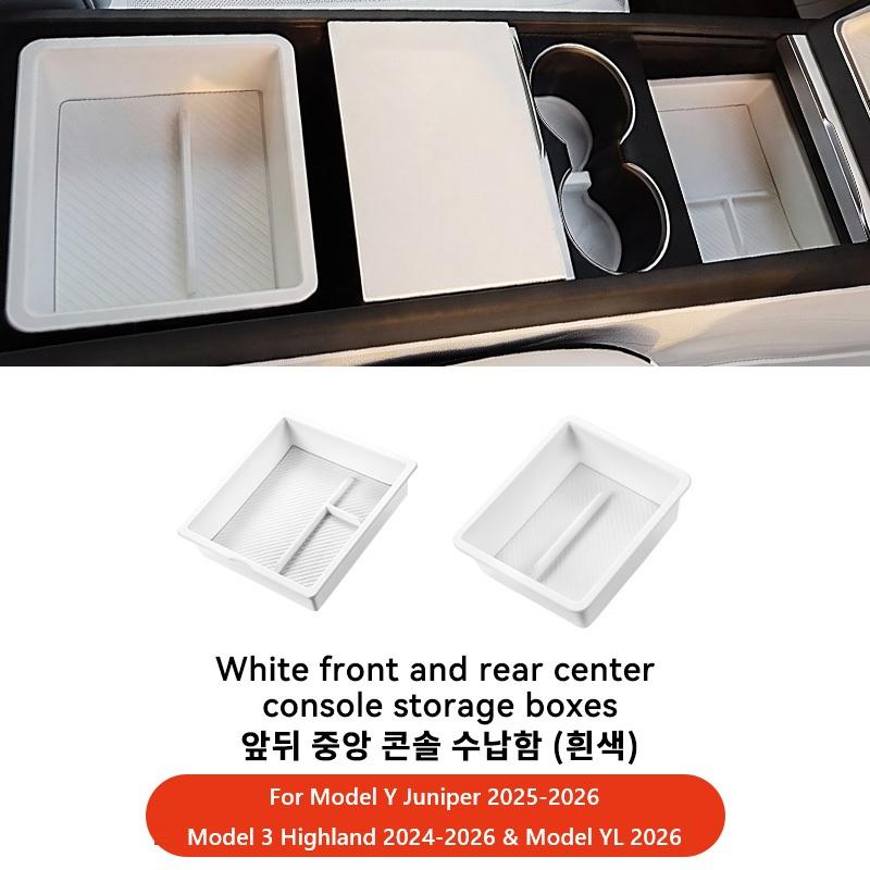 YZ For Tesla Model Y YL Juniper Model 3 Highland 2026 Console & Armrest Storage Box ABS Non-slip Mat Cup Holder Box Accessories