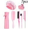 5/7pcs Hair Care Kit Tangled Hollow Out Comb with Rat Tail Edge Control Brush Spray Bottle Soft Satin Sleeping Cap Styling Tools
