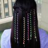 6PCS/lot Rainbow Color Headband Cute Girls Hair Band Crystal Long Elastic Hair Bands Headwear Hair Accessories