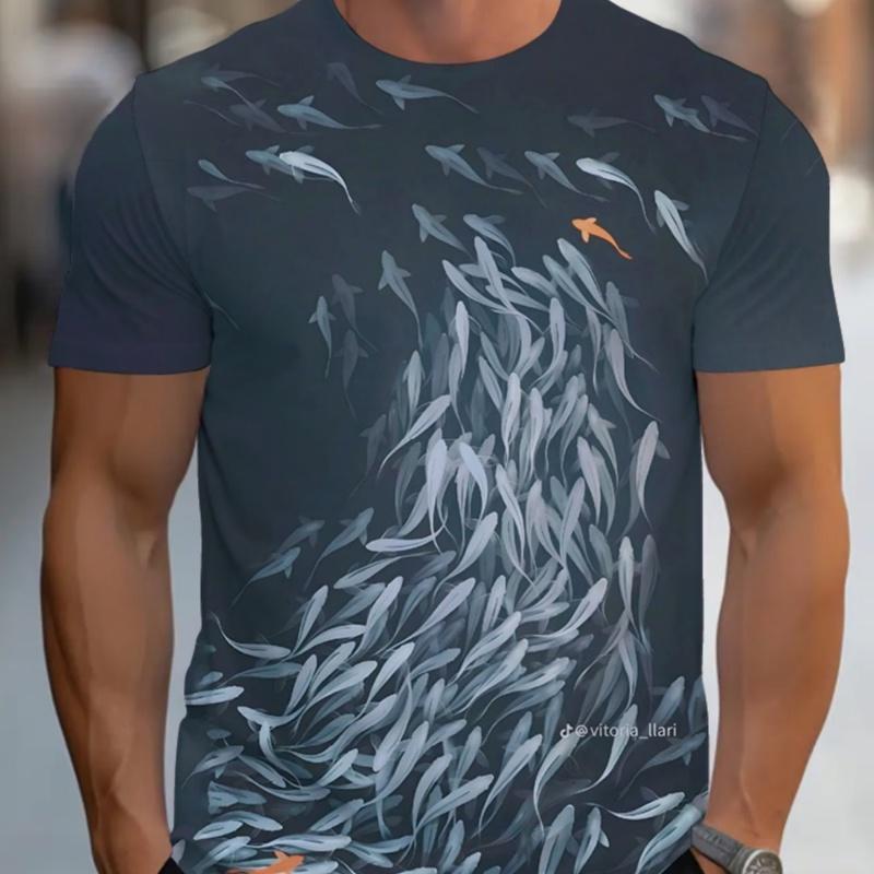 

Men s Retro 3D Graphic Print T-Shirt - Perfect for Daily Wear and Vacation S