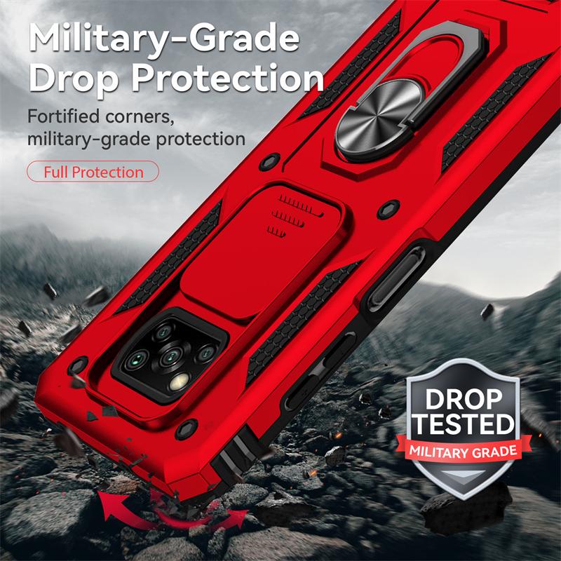 For Xiaomi Poco X3 Pro Case Magnetic Ring Holder Armor Case For Poko Poxo Pocco Little X 3 NFC X3Pro Slide Camera Protect Cover