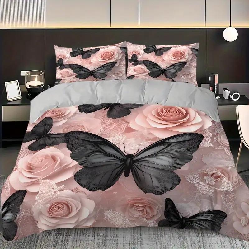 Comforter 3D Floral Pattern Queen Size Four Seasons Bedding Set Home Decor Room Decor 3 Piece Set With 2 S