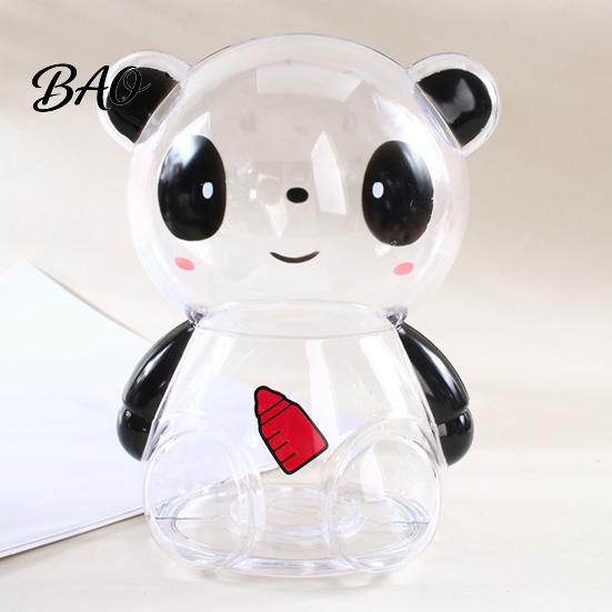 Plastic Piggy Bank Clear Panda for Kids, Cash Coin Bank, Money Saving Jar Box Decoration, Christmas Birthday Girls Boys Durable