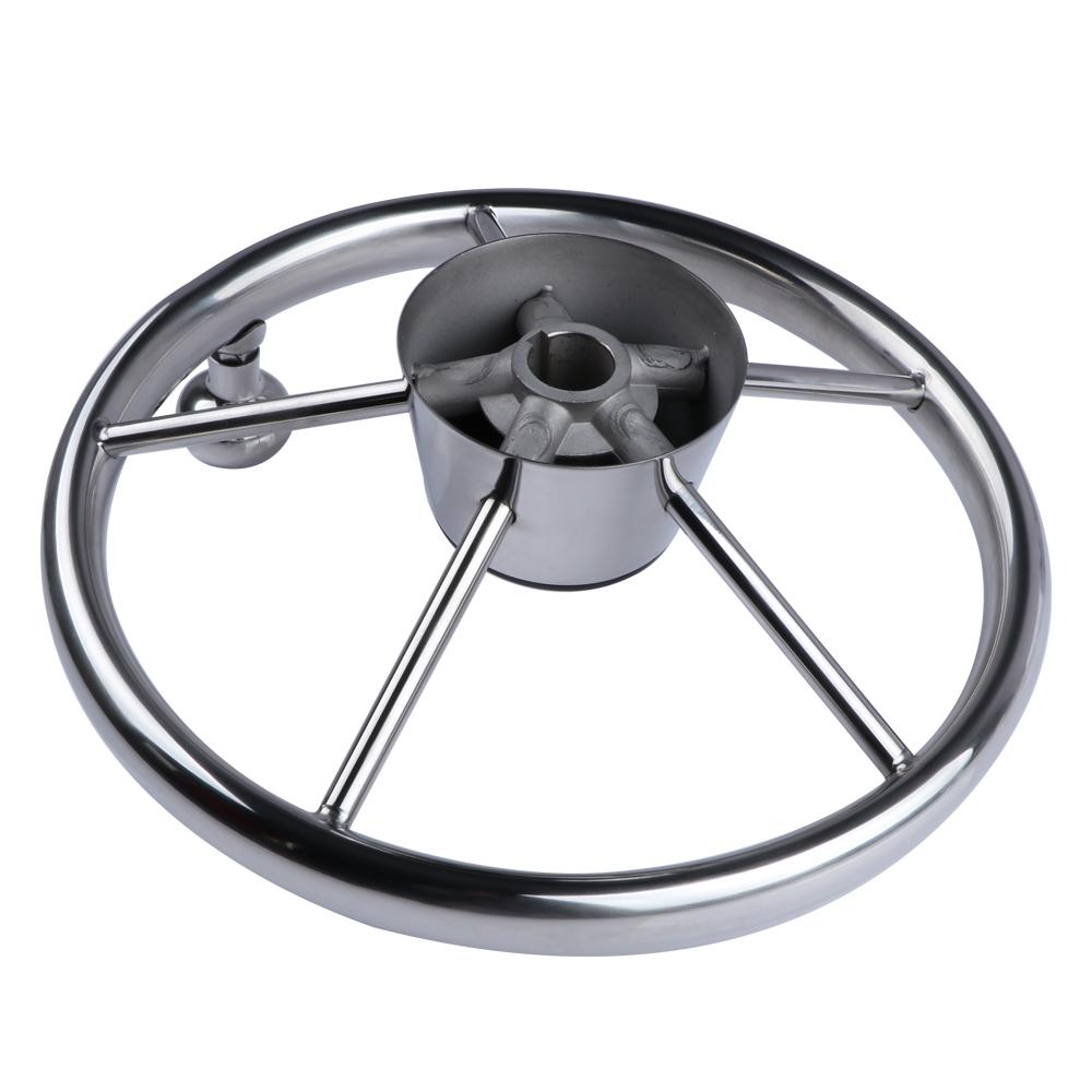 Boat Accessories  Steering Wheel With knob Stainless Steel 5 Spoke 25 Degree 11'' For Marine Yacht
