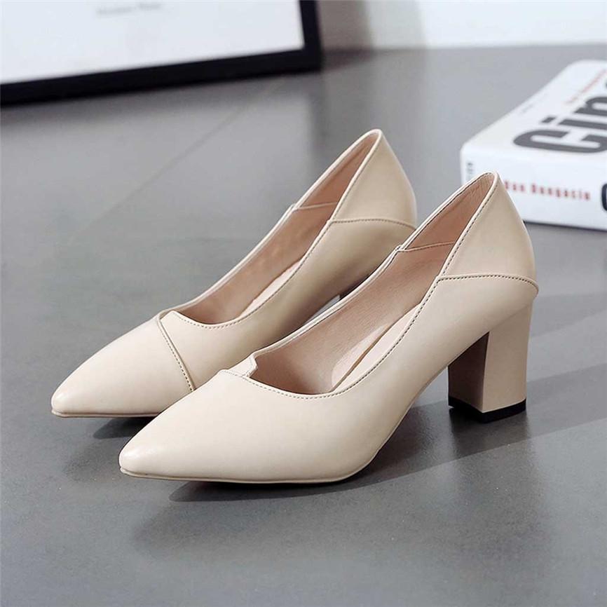 2022 Ladies Shoes Women'Sfashion Ladies Thick With High Heel Pointed Shoes Single Shoes Business Shoes Dress Style  For Ladies89
