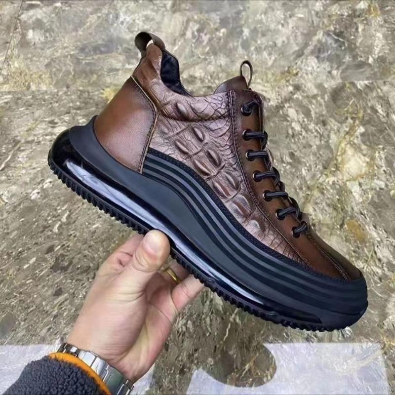 Men's Leather Business Men's Casual Shoes, Thick Soled Dad Shoes, Lace Up Comfortable Casual Trendy Shoes