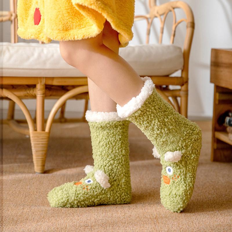 Șosete de dormit pentru femeie, pufos, drăguț, amuzant, cadou de Crăciun, șosete din catifea coral