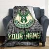 Name Custom Milwaukee Bucks Print Flannel Blanket High Quality Warm Comfortable Cover for All Seasons Perfect for Gifts Home Decor