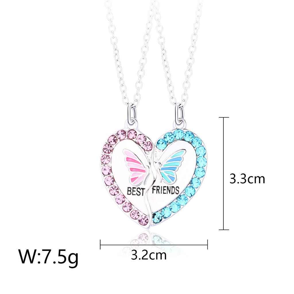 New Butterfly Love Necklace Simple Splicing Magnet Stone Necklace Alloy Drip Point Drill Good Friend Necklace