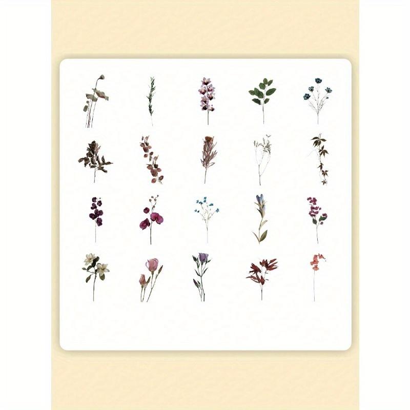 40sheets/Pack Vintage Flower Plants Notebook Decorative Stickers PET Decorative Stickers For Scrapbooking Label Diary Stationery Album Telephone