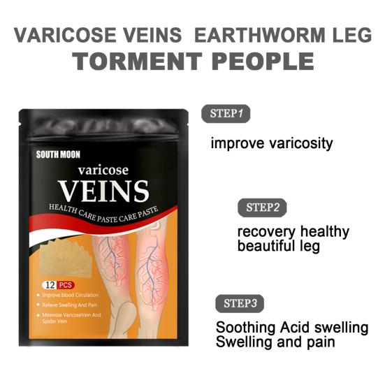 12Pcs Leg Varicose Patch Natural Healthy Herbal Extracts Varicose Vein Health Care Paste for Unisex