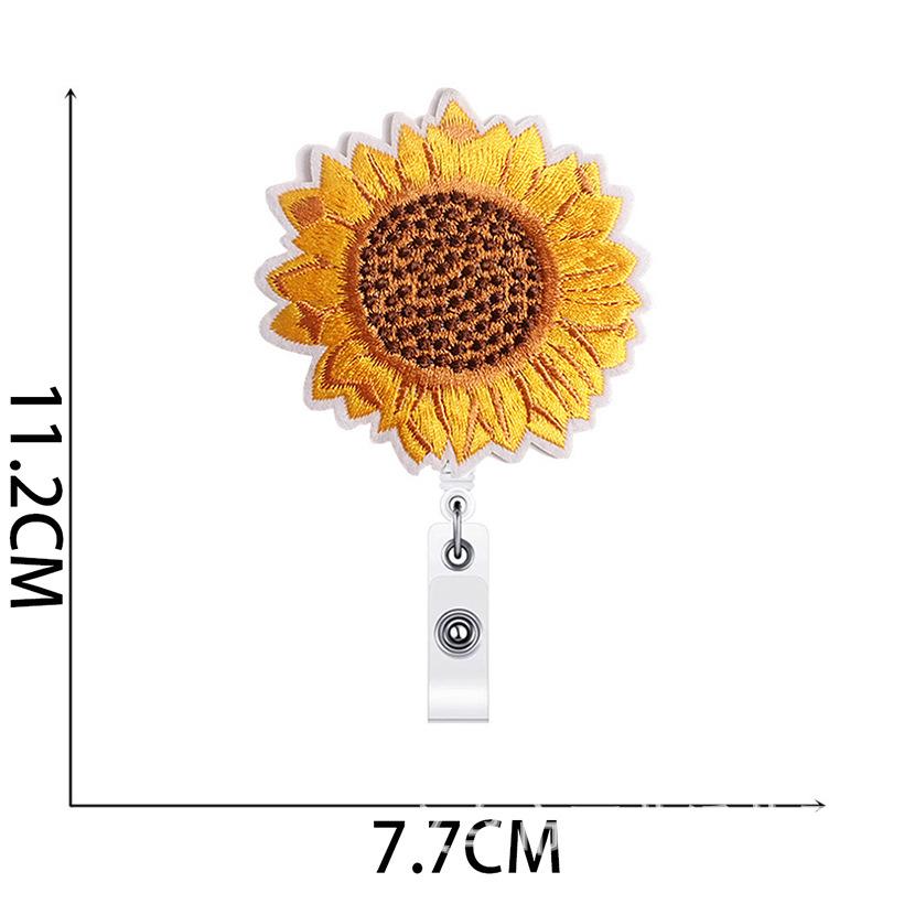 Sunflower Easy-Pull Button Embroidery Cloth Sticker, Sunflower Embroidery Sticker, Clothes Patch Sticker, Crocodile Clip, Computer Embroidery Label