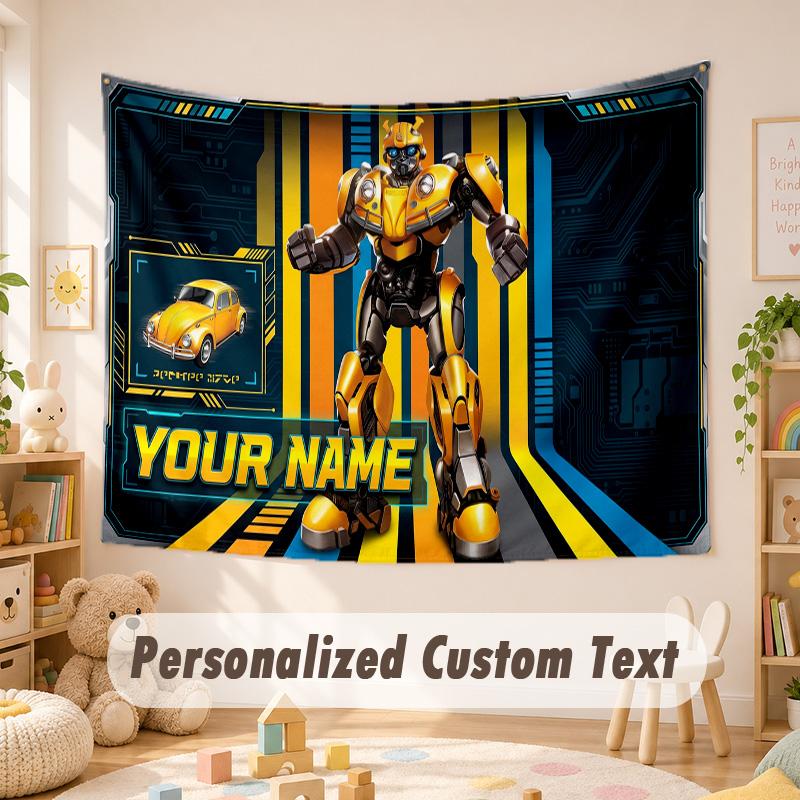 Custom Name Text Tapestry,Transformers Boho Wall Hanging, Decorative Backdrop Tapestry For Room