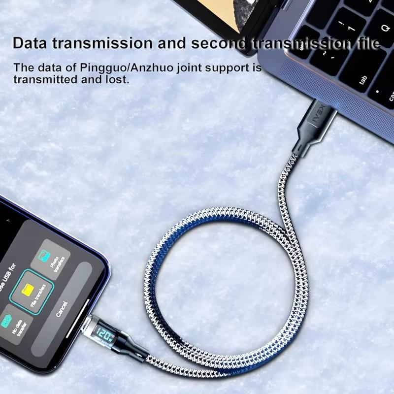 120W USB To Type-C Cable Phone Fast Charging Cable LED Display Type C To Type C Data Cord For Samsung Xiaomi Charger Accessories