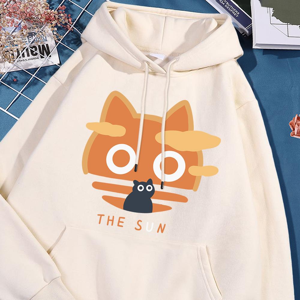 

Весела толстовка з капюшоном The Sun Orange Cat Чоловік і жінка Модний флісовий світшот Повсякденний S-XXL з капюшоном Осінній одяг XL