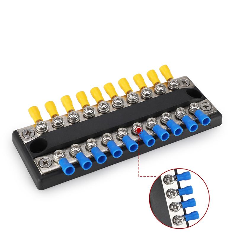 A16P-Heavy-Duty 100A Bus Bar Power Terminal Block For Positive Negative Connections In RV, Boat, Truck