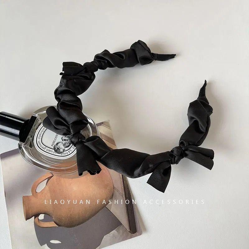 Korean version ins summer bow headband solid color sweet fabric headband wearing versatile hair accessories for women