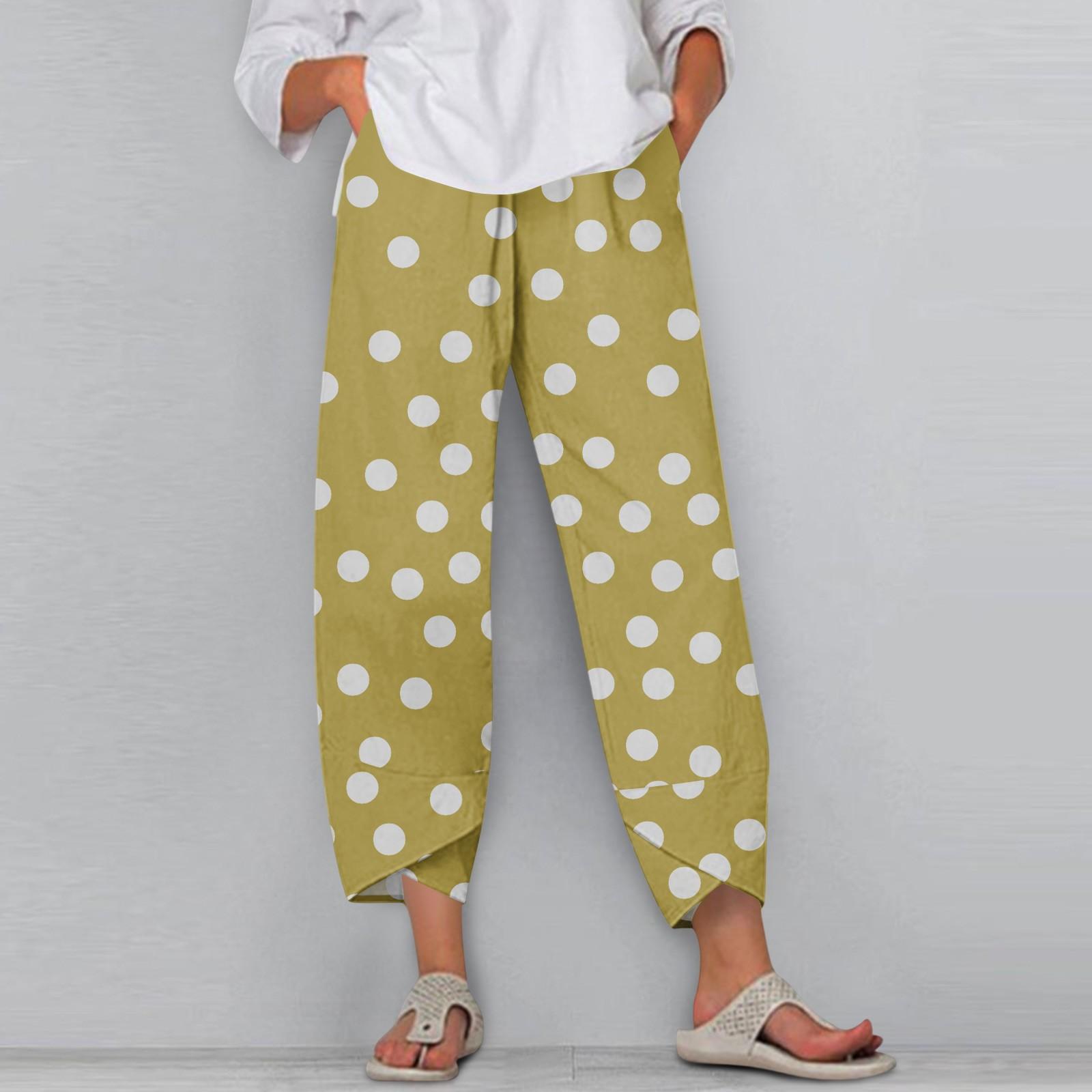 

Женские брюки с карманами Повседневные брюки Брюки для женщин Летние повседневные брюки с широкими штанинами и эластичным поясом с карманами XXL