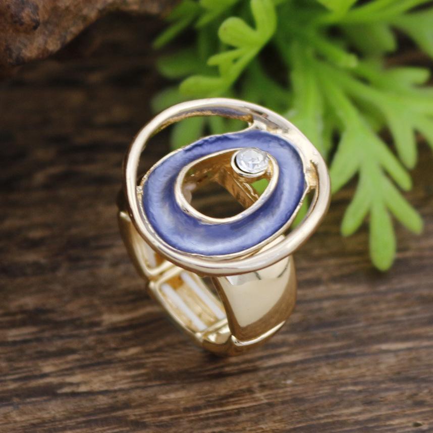 New Enamel Color Hollow Ring Elastic Ring Women's Simple High-end Diamond-set Oval Ring