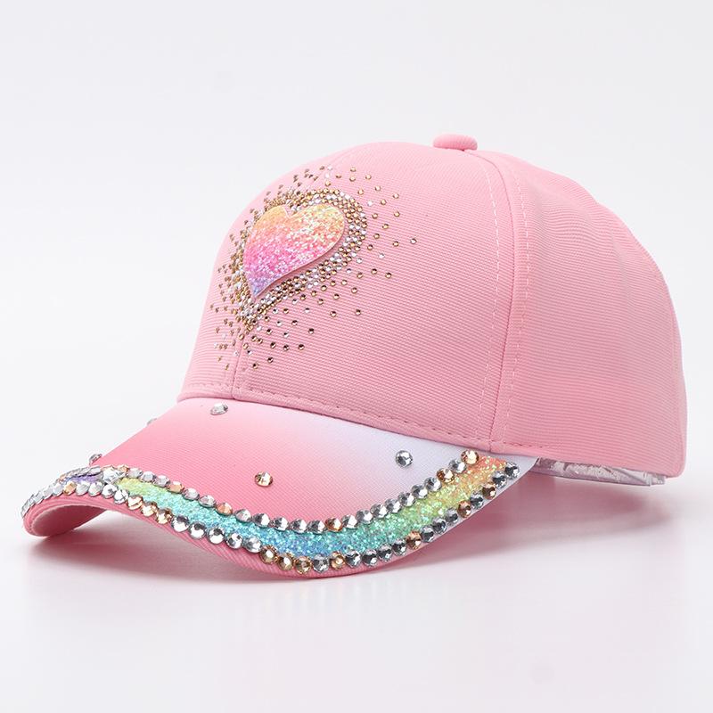Xiyin strass fjäril hjärta basebollkeps dammode gradient anknäbbshatt