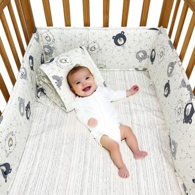 4dílná sada polstrování do postýlky Měkký polštář Nárazník do postýlky Bezpečný chránič okraje postýlky Ochrana postranice Zesílené ložní prádlo pro chlapce dívky