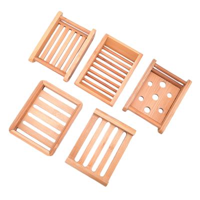 Natural Wooden Bamboo Soap Dish Tray Holder Storage Soap Rack Plate Box Portable