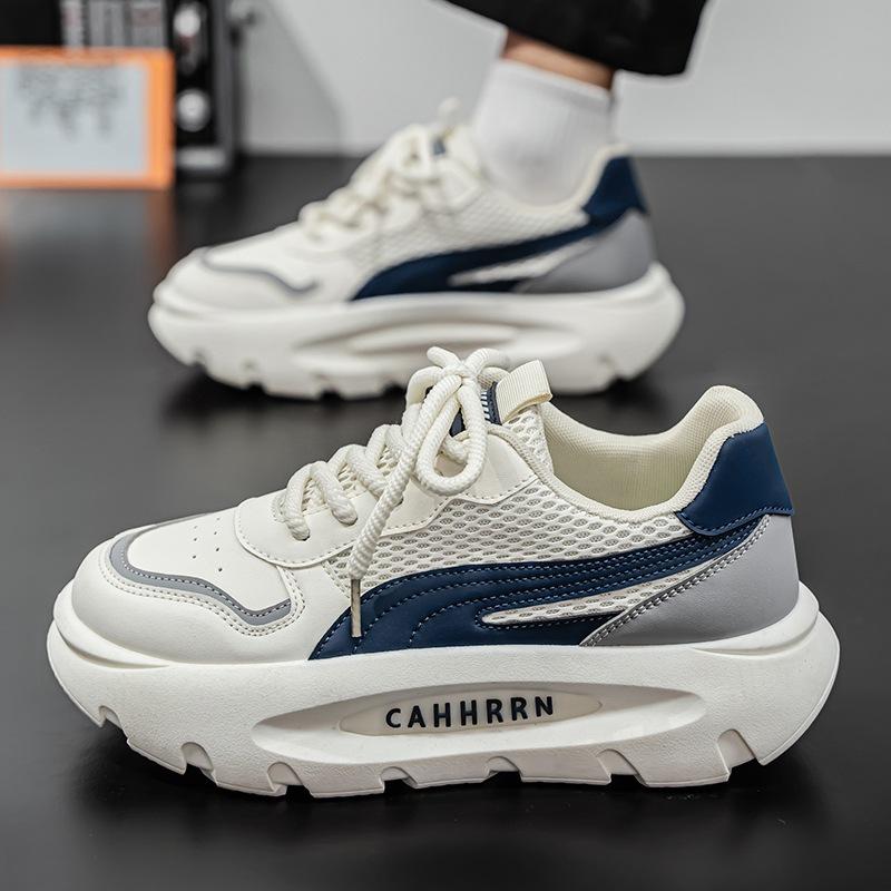 Thick-soled Heightening Men's Shoes Spring Mesh Casual Dad Shoes 2025 New Trendy Shoes Student Sports Shoes Youth