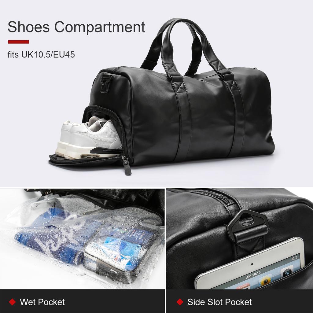Waterproof Sports Gym Bag with Shoe Pouch Weekender Overnight Bag Large Travel Duffel for Men and Women