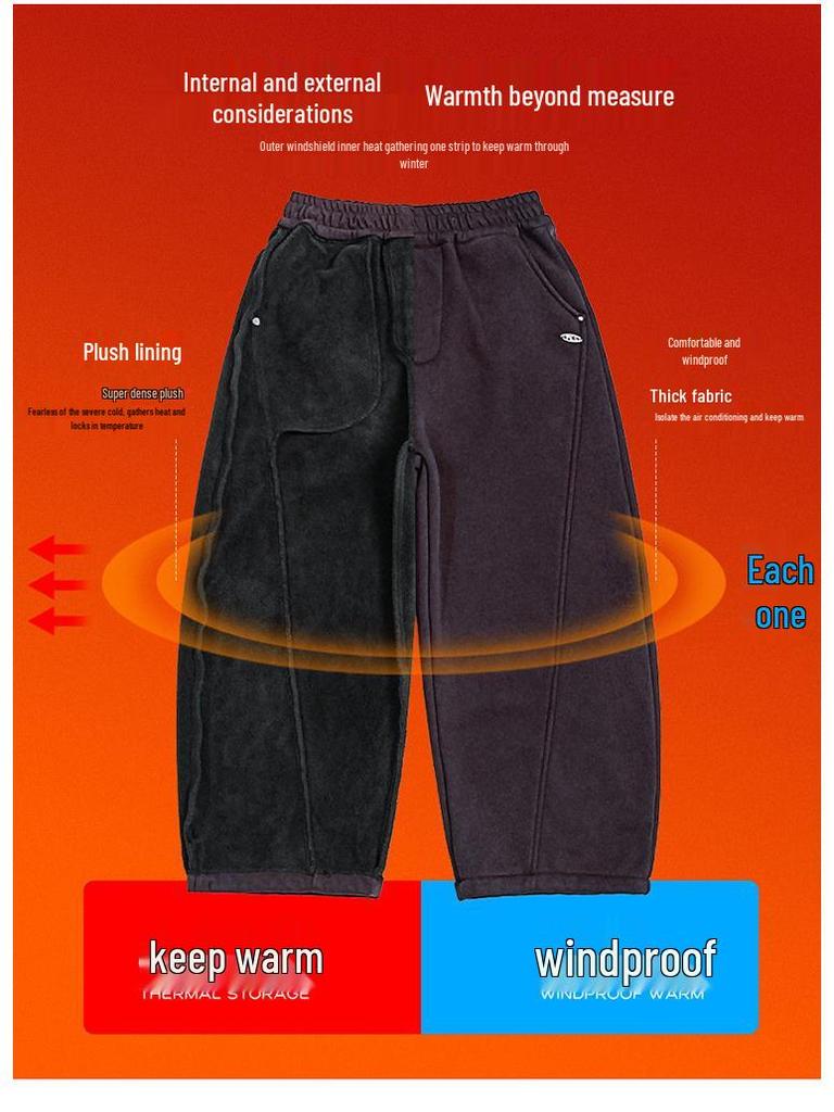 2025 New Boys' Fleece-Lined Thick Trousers: Autumn/Winter Korean-Style Sweatpants for Older Kids
