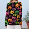 Modisches, lässiges Langarm-Oberteil mit Rundhalsausschnitt und Halloween-Print für Damen