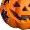 Artificial Pumpkin Decor Spooky Lighted Figurine Halloween Engraved Light-Up Resin Autumn Harvest Party Supplies Statue for Tabletop Indoor