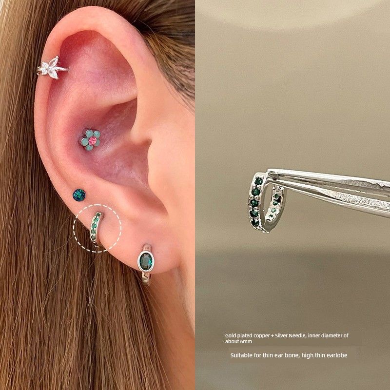 Unique Ear Bone Stud Medical Titanium Steel Ear Studs Ear-Caring Titanium Alloy Earrings Female Small Earrings Ear Bone Ring Circle Ear Ear Bone Pin