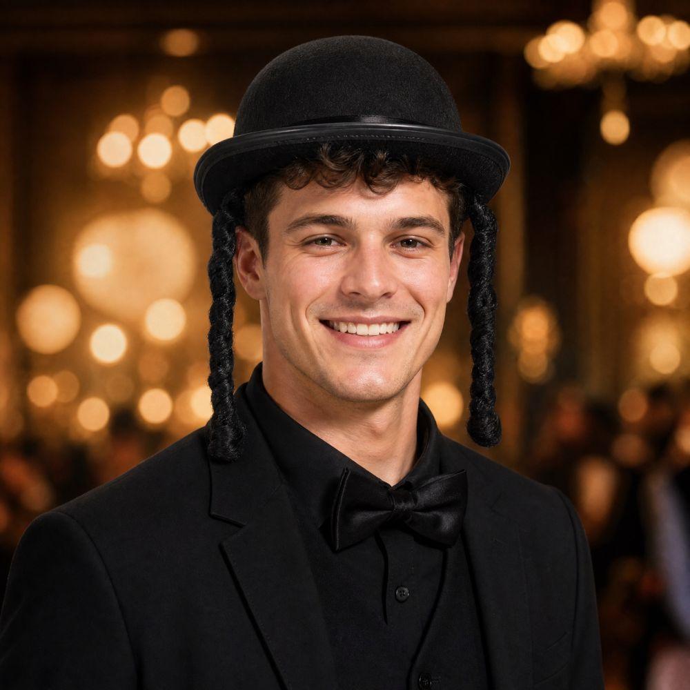 Braided Detail Round Bowler Hat Round Shape Black Party Hat Stylish Braided Top Hat  Unisex Adult
